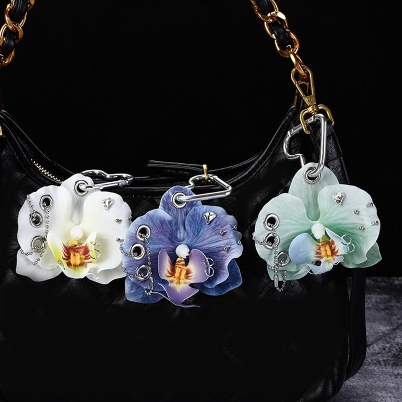 Texturierter Phalaenopsis Schlüsselanhänger Künstlerisches Design Schlüsselanhänger Anhänger Mehrzweck-Accessoire Hängeanhänger