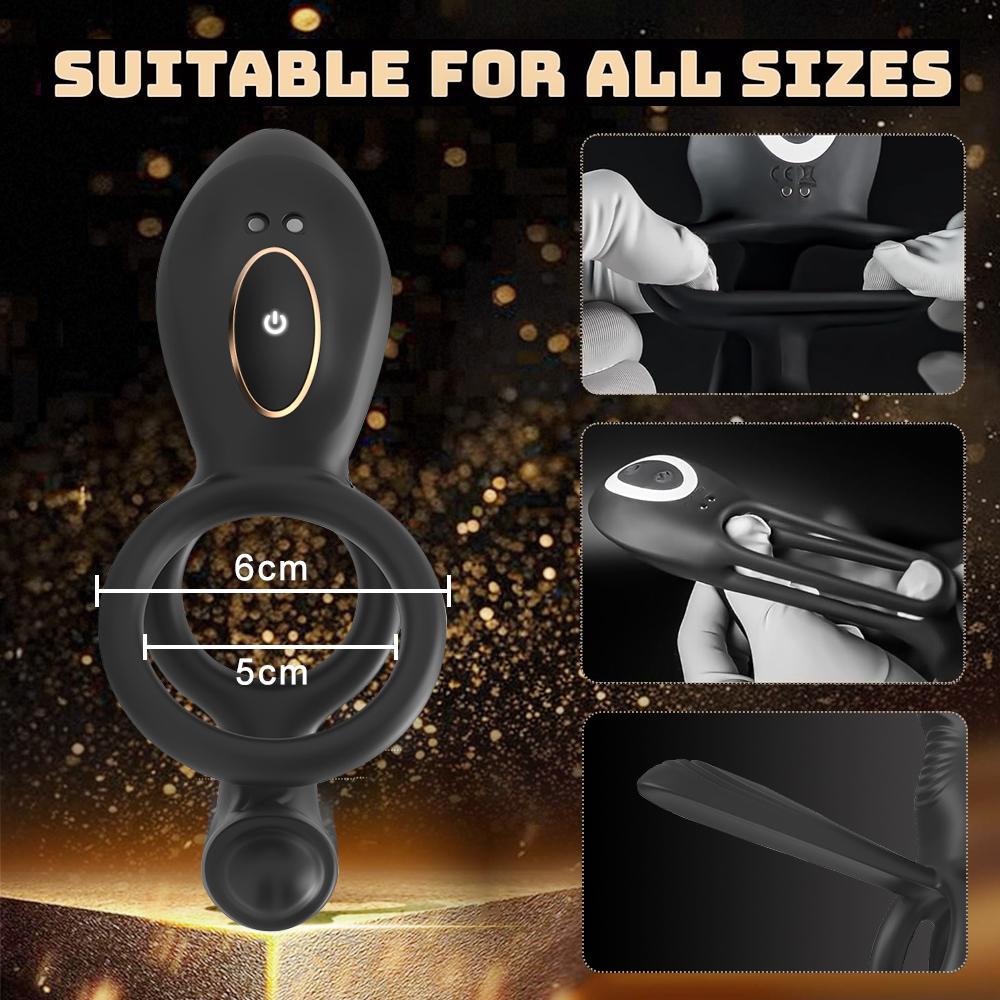 4 in 1 Penis Ring Vibrator Penis Sleeve for Stronger Erection Delay Ejaculation Perineum G spot Clitoral Stimulator Sex Toy