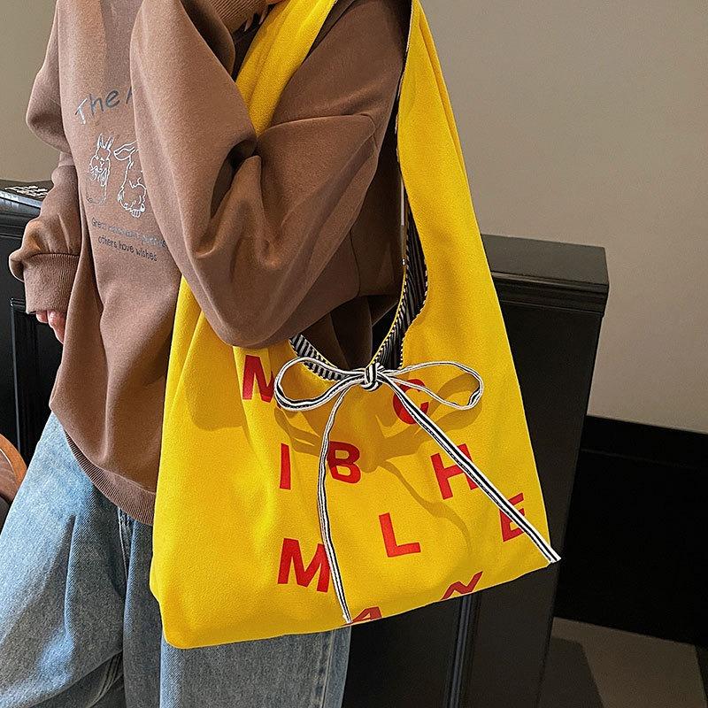Trend Personalized Letters Large Capacity Tote Bag Student Leisure Class Commuting Versatile Double-sided Shoulder Women's Bag