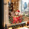Snowflake Glass Clings Christmas Elf Mug Window Sticker Festive Static Cling Decal Removable Art Gingerbread Man Sticker for Doors Windows Holiday