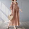 Cotton and Linen Summer Patchwork Retro Style Dress Long Skirt