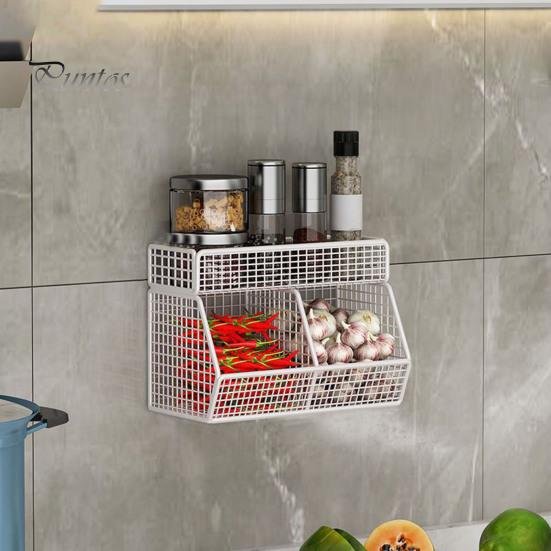 Wire Mesh Storage Basket Large Capacity Strong Load-bearing Easy Installation Wall Mounted Shelf Organizer Basket
