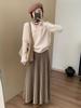 2025 Winter Women's High-Waisted Pleated Knitted Midi Skirt - Korean Style, Casual, Thickened, Slimming Design