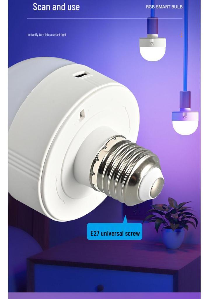 Bombilla LED RGB Recargable E26: 15 Colores, Control Remoto, Regulable, Succión Magnética, Ideal para Lámparas de Pared y Mesa.