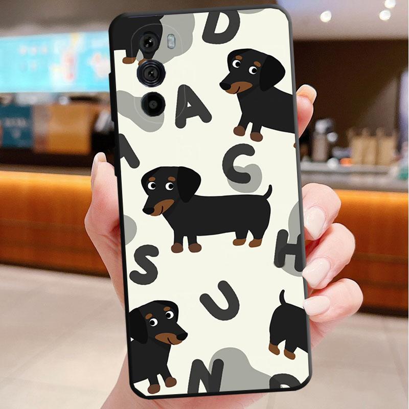 Phone Case For Motorola Edge 60 50 40 Pro 60 50 40 30 Ultra Neo Fusion Moto G Stylus G Cute Cartoon Dachshund Dog
