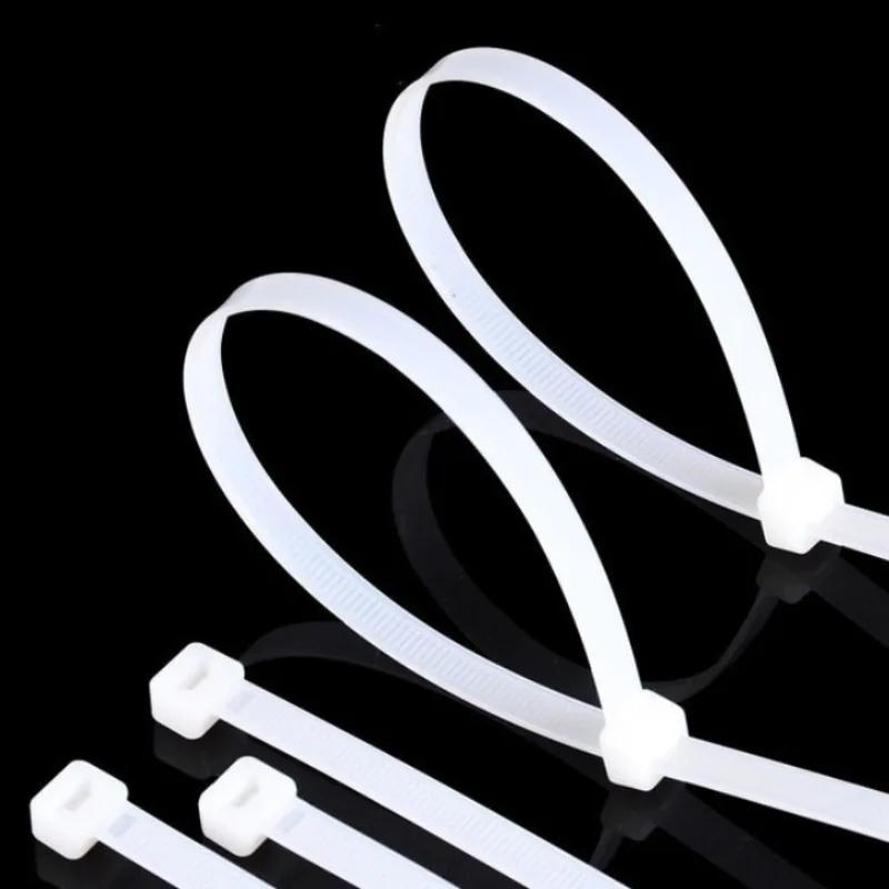 100Pcs Self-Locking Plastic Nylon Cable Tie White 4x300 Fastening Ring Loop Wrap Strap Zip Organiser 3x200MM Industrial Set