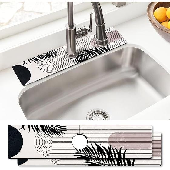 Sinkmat Absorbing Mat, 2 Pack Drying Mat Around Sink Splash Guard Behind Faucet Sinkmat For Kitchen Bathroom Island Rv 15 * 5.5 Inch (38 * 14 cm) 2 PACK-15*5.5in чёрный