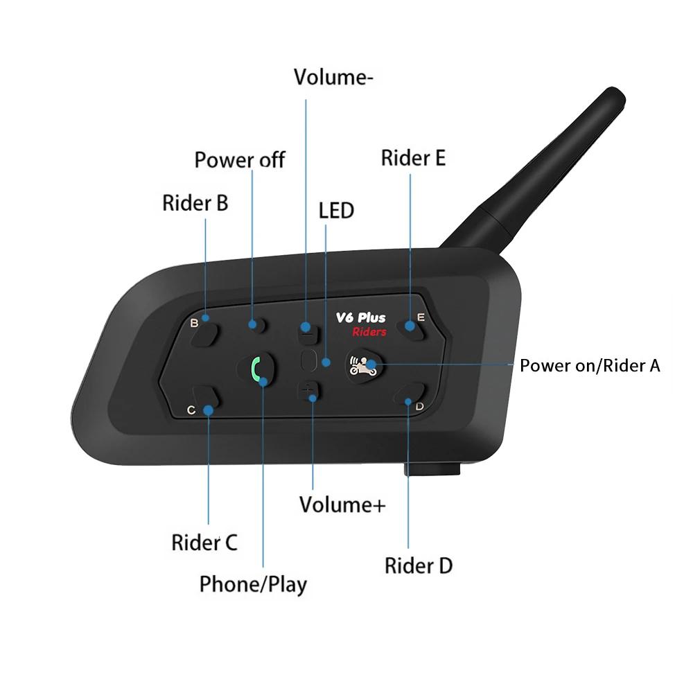V6 Pro Motorradhelm-Gegensprechanlage – 1500 m Bluetooth 5.0-Headset mit DSP-Rauschunterdrückung, 6-Fahrer-System