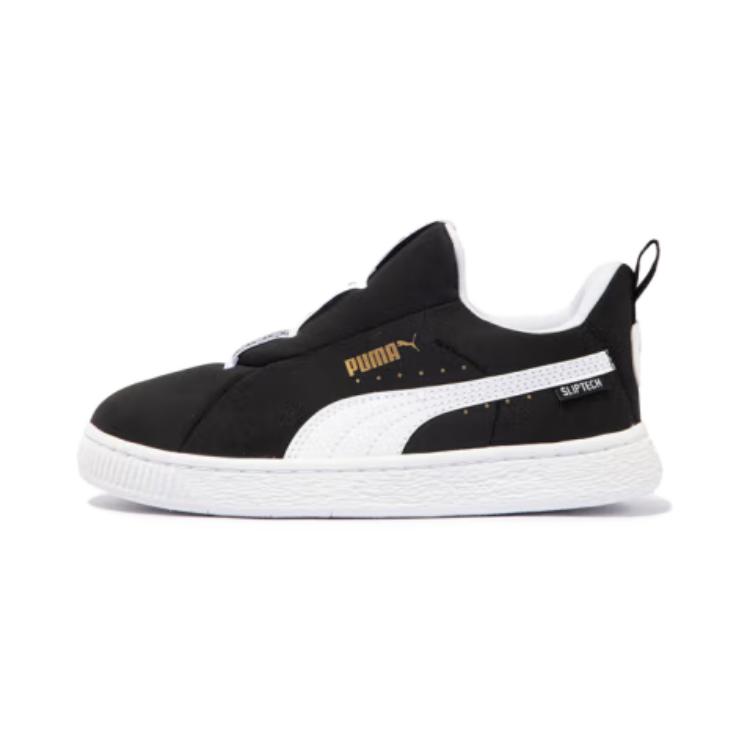 Puma Joyflex Sliptech Retro Casual Low-Top Kids Skate Shoes Kids Sneakers Black White Gold 401140-01