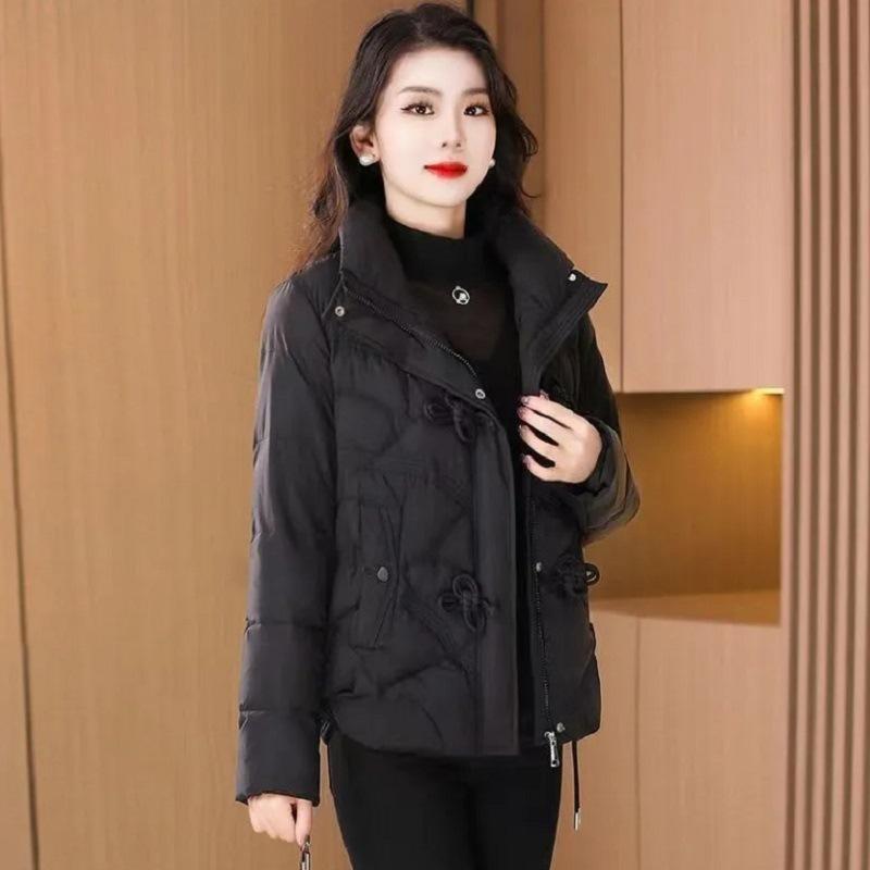 

Женская зимняя короткая пушистая теплая куртка с воротником-стойкой, куртка больших размеров на пуговицах, повседневная винтажная куртка на молнии для снега XS