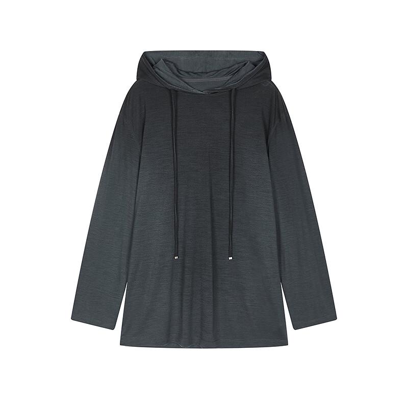 LESS 2025 Autumn H-shaped Hooded Long Sleeve T-shirt