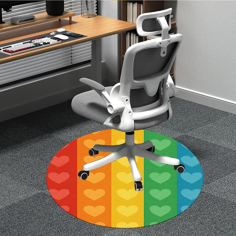 

1pc Rainbow Hearts Office Round Area Rug, Indoor Mat Suitable ForOffice, Under Office Chairs Bedroom Living Room Home Decor, Room Decot264 80cm by 80cm
