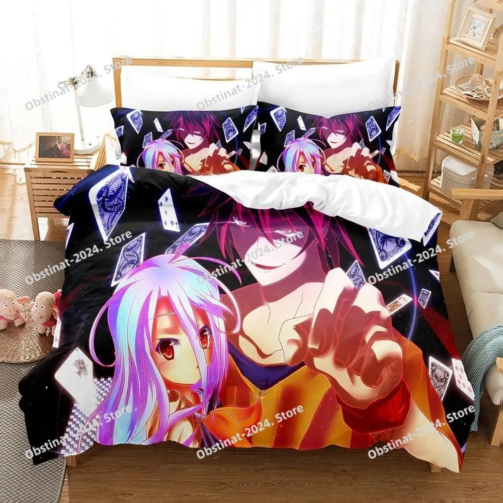 Neues Spiel No Game No Life Sora und Shiro Bettwäsche-Set Einzelbett Twin Full Queen King Size Bettwäsche-Set für Erwachsene Kinder Schlafzimmer Bettbezug-Sets