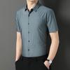 New Summer Men's Seamless Shirt Simple Body Thin Short Sleeve Striped Men's Shirt