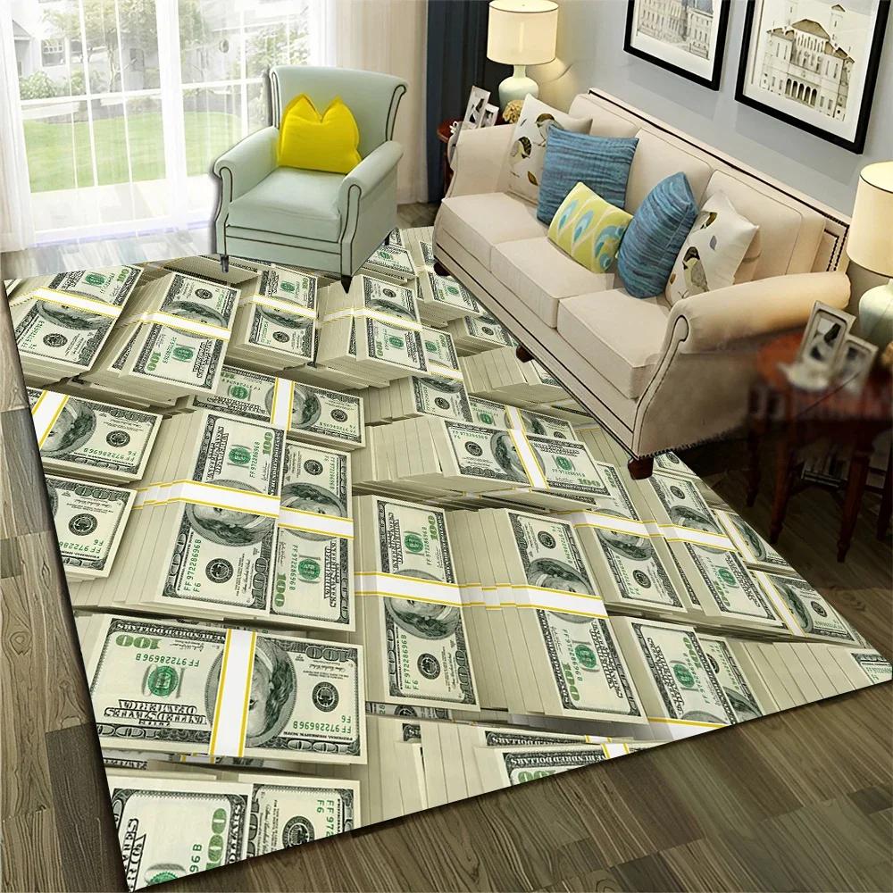 3D Dollar Euro Money Rich Pattern Carpet Rug for Home Living Room Bedroom Sofa Doormat Decor,Child Area Rug Non-slip Floor Mat