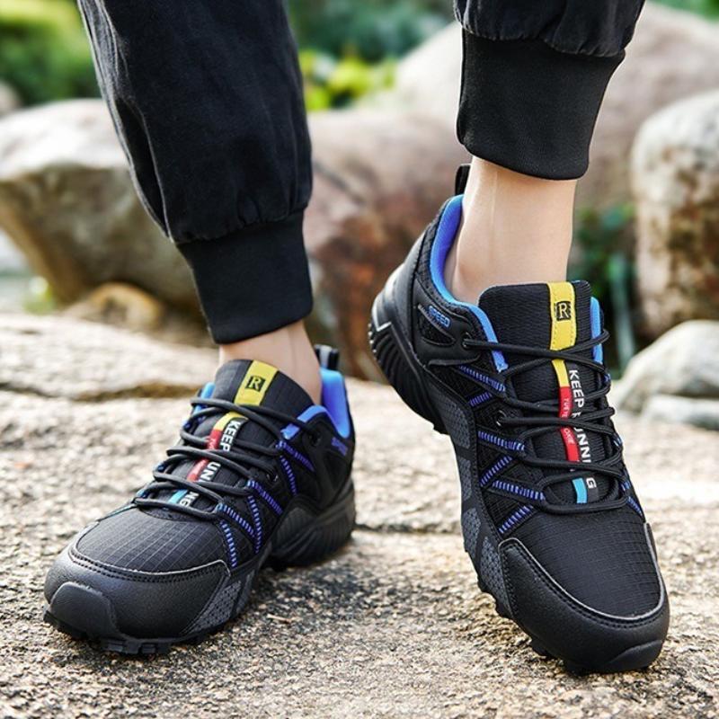Elastic Hiking Shoes Men's Breathable Mesh Casual Sports Shoes Anti-slip Tennis Running Fitness Shoes Outdoor Sneakers