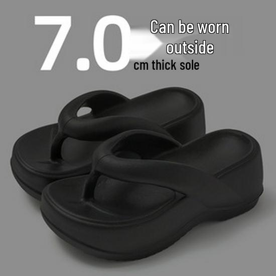 Women's 7CM Thick-Soled Flip-Flops, Arch Support, Non-Slip, Beach-Ready Fashion Sandals