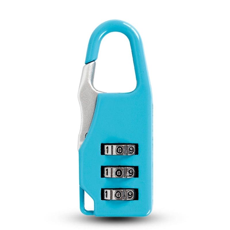 Мини 3-значный кодовый замок-чемодан, кодовый замок, безопасный дорожный замок с возможностью сброса для чемоданов и сумок небесно-голубой
