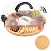 Eco-friendly Bamboo Tray with Acrylic Lid - Portable Wooden Plate for Camping, Picnics, and Restaurants