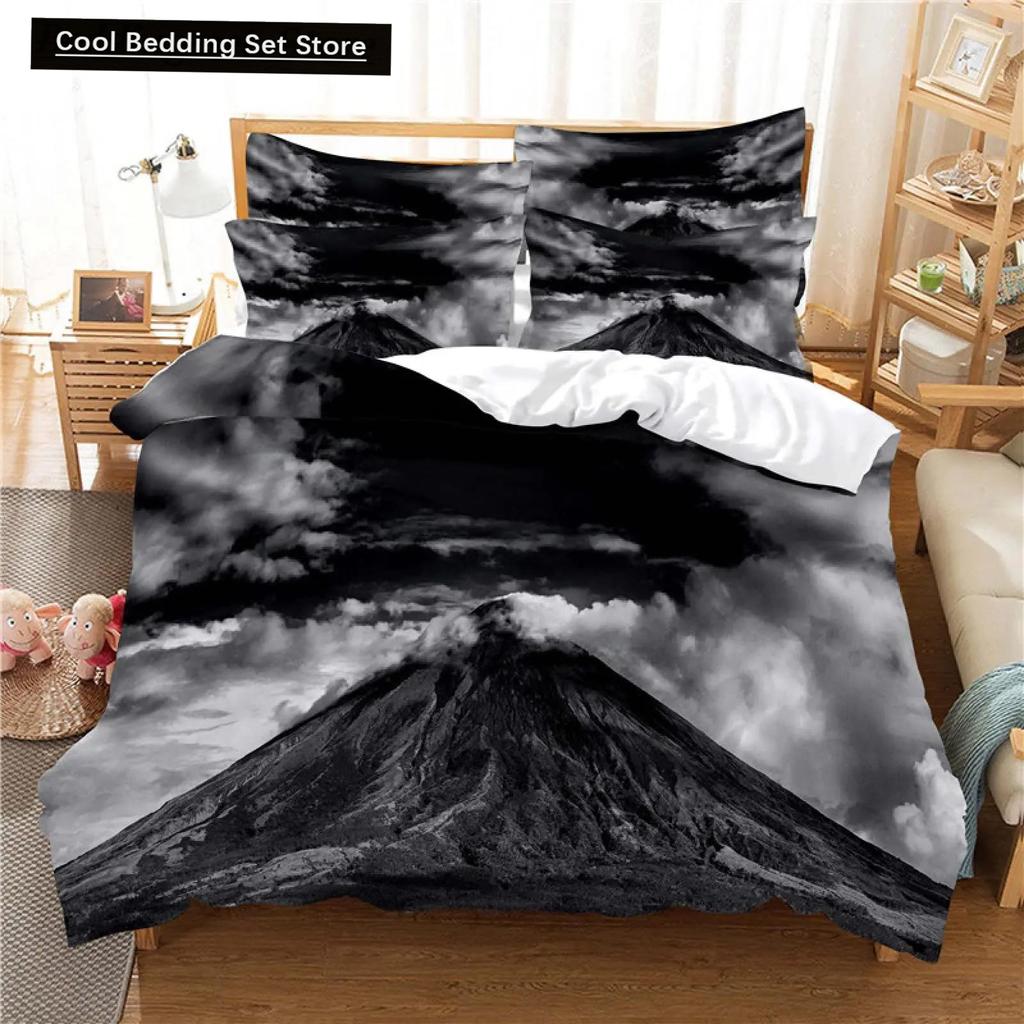 Comforter Volcano King Queen Eruption Lava Bedding Set For Kids Teens Adults Natural Disaster Molten Polyester