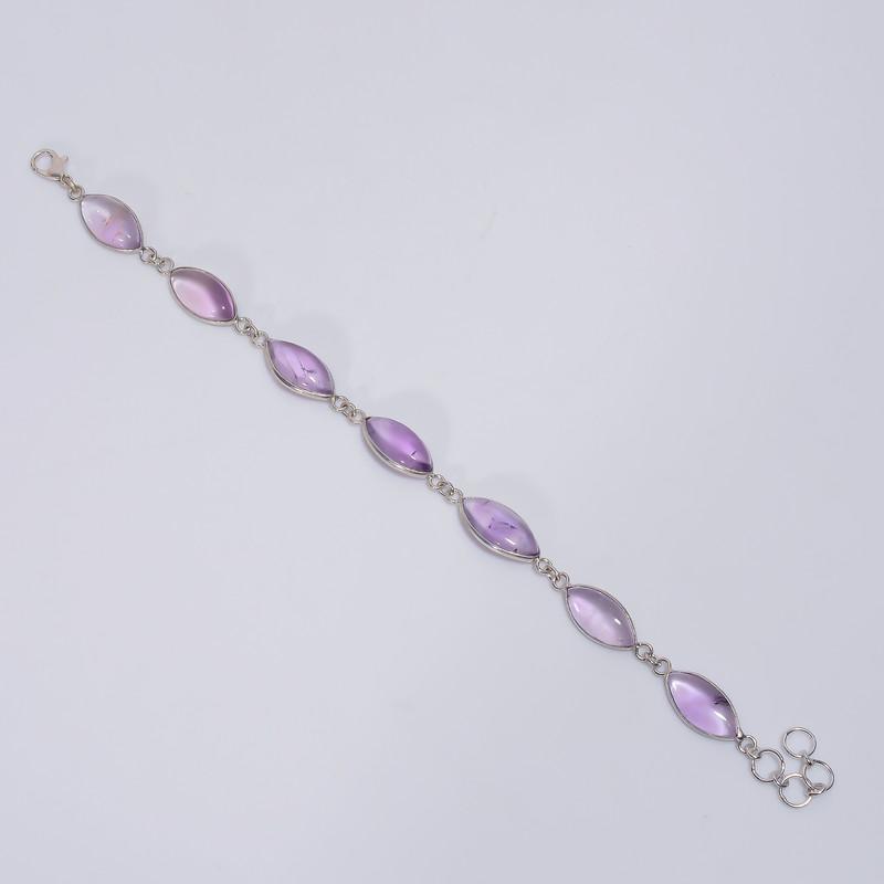 

Marvellous Top Grade Qualite 100% Natural Amethyst Marquise Shape Ethnic Style Handmade Jewelry 925 Steling Silver Bracelet 8-9 WSJ-5221 8-9