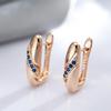 New Simple Blue Natural Zircon Earrings For Women  Rose Gold Ethnic Bride Wedding Earrings Stylish Vintage Jewelry