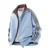 Men's Retro Color Block Stand Collar Jacket - Three Stripes, Spring/Fall, Loose Fit, College Style Casual Sports Coat
