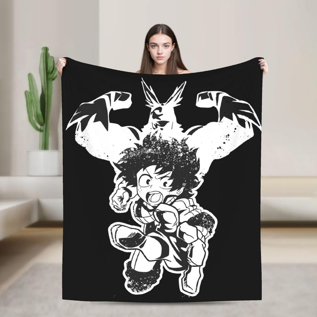 My Hero Academia Deku Izuku Knitted Blanket Coral Fleece Plush Super Warm Throw Blankets for Airplane Travel Bed Rug