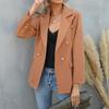Women's Casual Long Sleeve Double Breasted Military Suit Lapel Open Jacket Coat