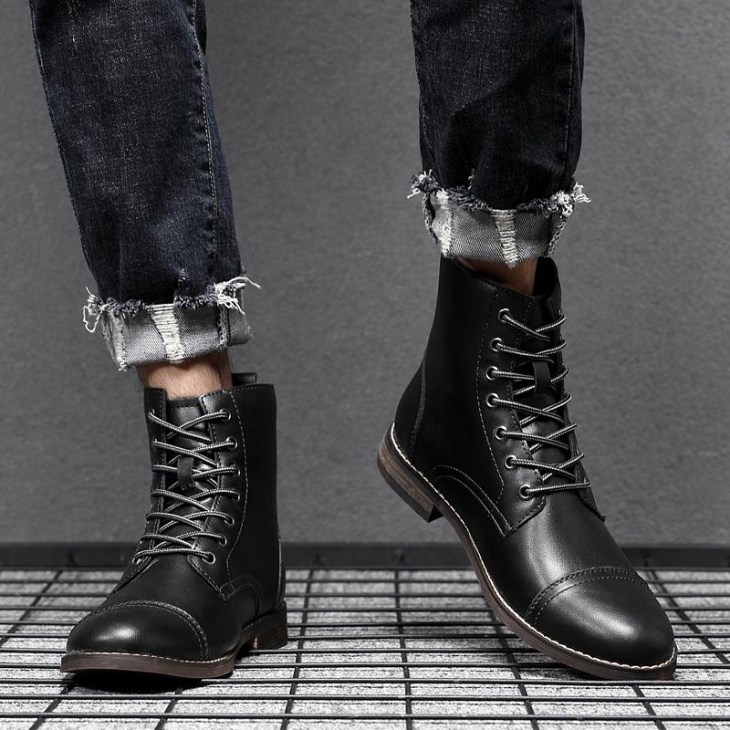 Fashion Big Size 38-48 Men Boots Spring Winter Fashion Brand Top Quality Lace Up Comfortable 2025 Classic Boots Leather Shoes