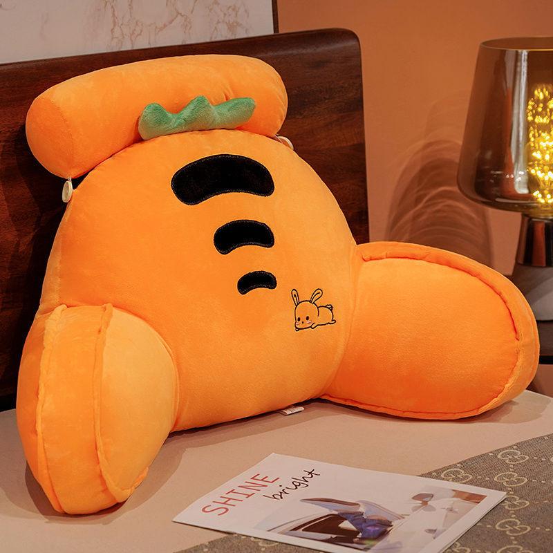 Cute Cartoon Car Headrest Back Cushion Soft Embroidered Plush Lumbar Support Back Pillow Car Seat Waist Protection Accessory Pad