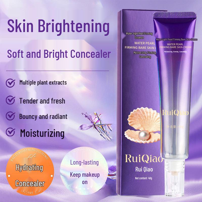 Douyin Style Water-Light Firming Concealer: Pearl-Infused, Long-Lasting, Waterproof, Sweatproof Primer & Foundation.