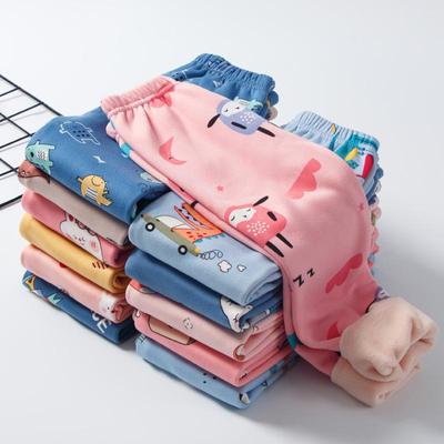 Children's Fleece-Lined Winter Pants - Thick, Warm, Printed Style for Boys & Girls