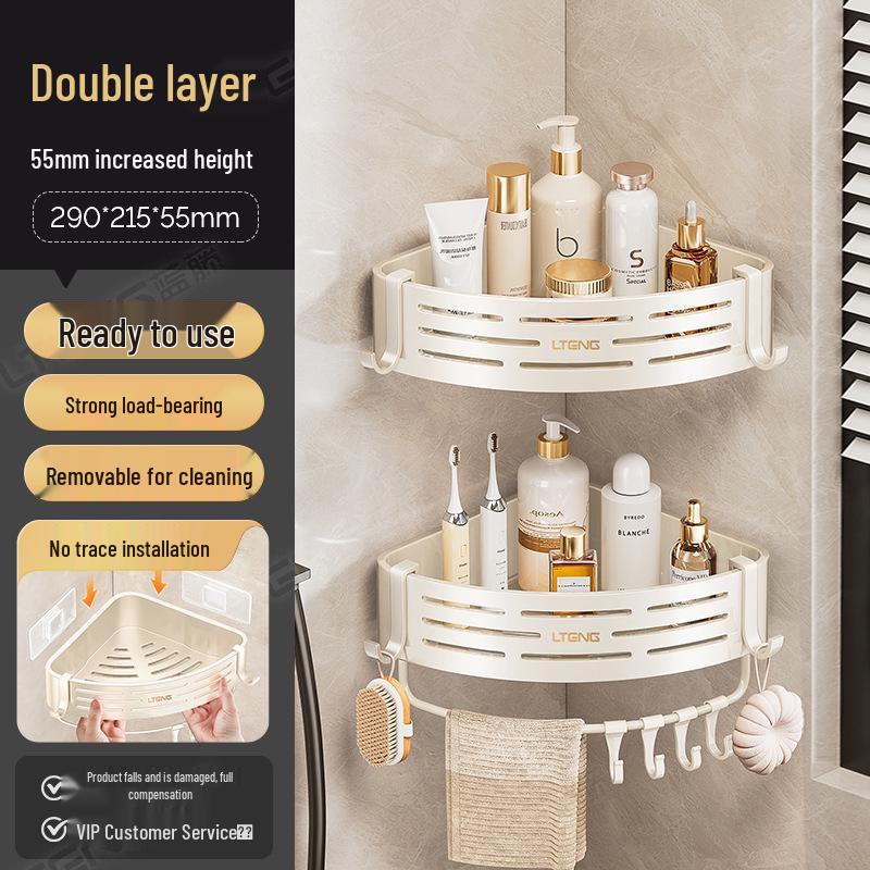 Punch-Free Traceless Wall-Mounted Bathroom Corner Shelf