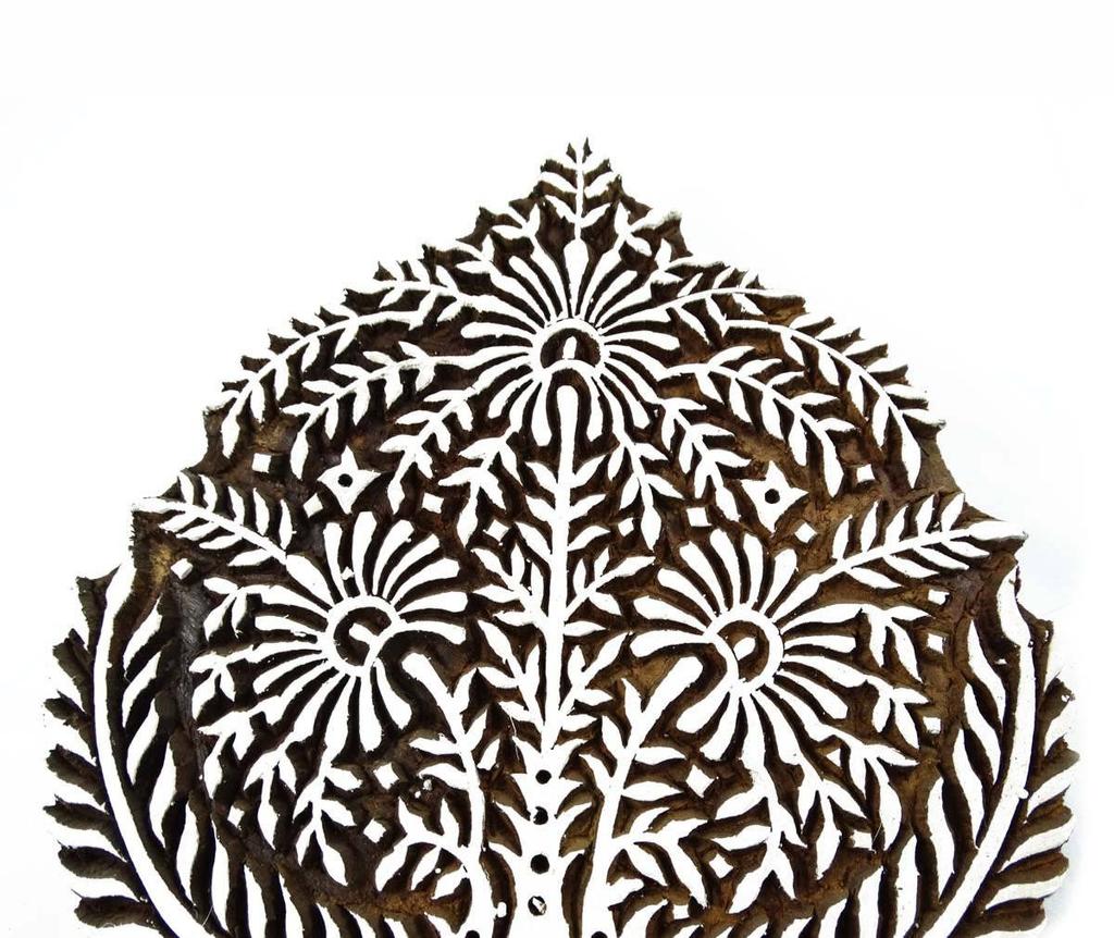 Handmade Wooden Textile Block Decorative Tree Pattern Fabric Apparel Art