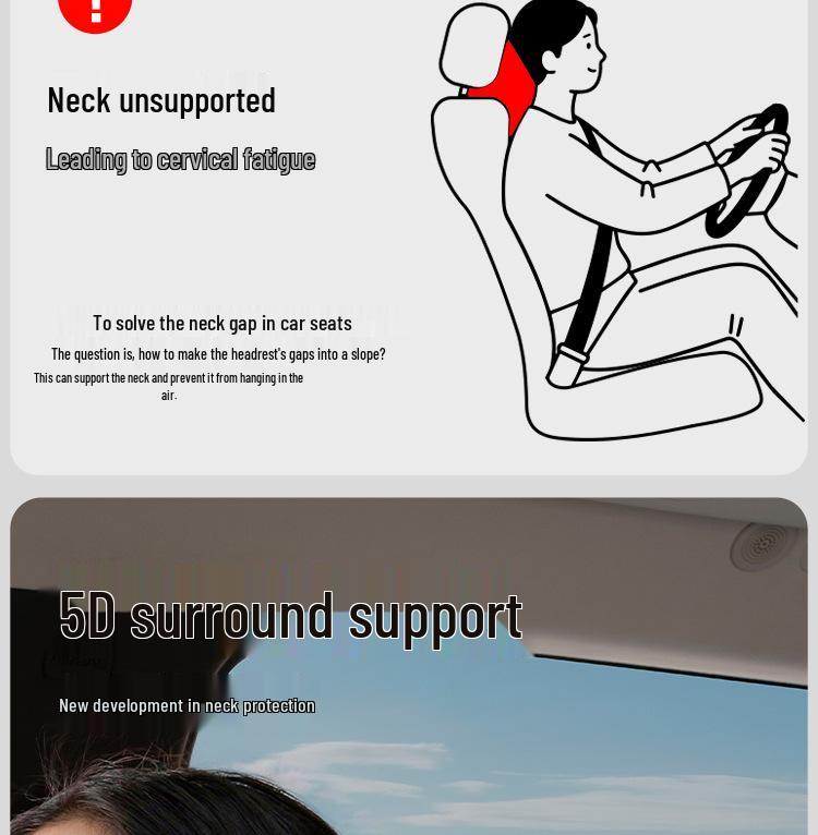 Neck Pillow for Mercedes-Benz, BMW, Li Auto, Tesla Car Headrest & Driver's Seat Backrest