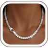 Shangxin Titanium Steel Cuban Chain Splicing Zircon Tennis Chain Light Luxury Personality Men's and Women's Collarbone Necklace
