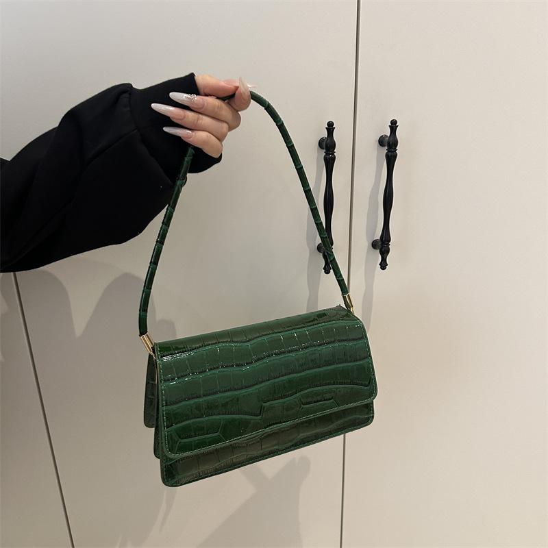 Einfache Steinmuster-Umhängetasche modische einfarbige hochwertige Tasche mit hellem Muster für Damen Pendeln praktische tragbare kleine quadratische Tasche Damen