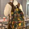 Autumn And Winter Retro Woolen Plaid Schoolbag College Style Junior High School Girls High Value Backpack