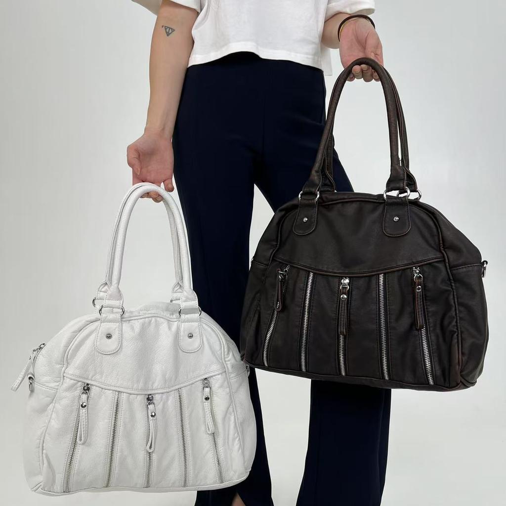 Ladies Personality Multi-Pocket Hottie Locomotive Tote Bag Maillard Shoulder Bag
