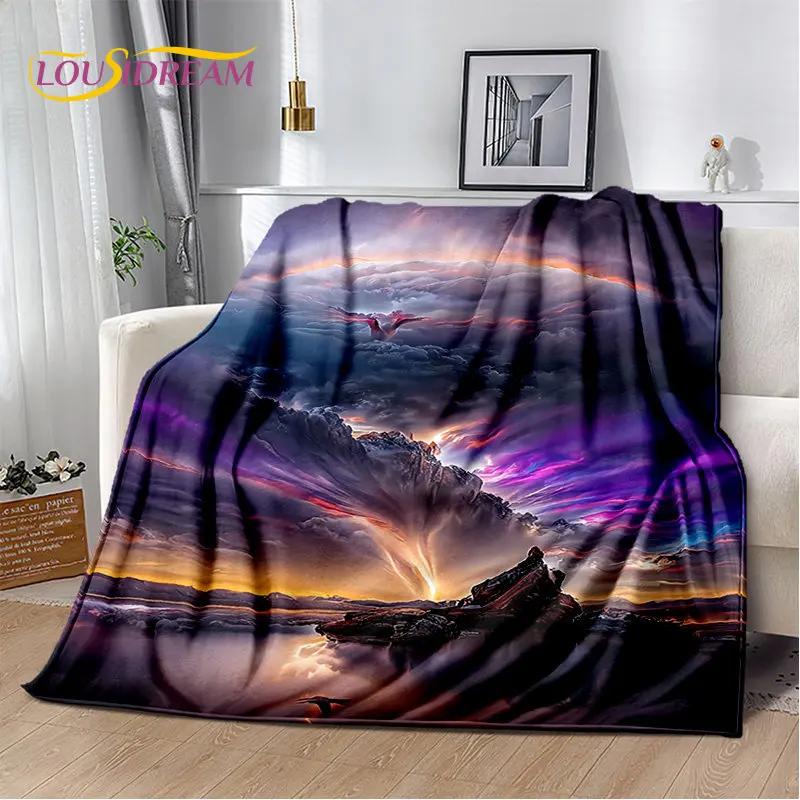 3D Natural ,Tornado, Cloud Soft Plush Blanket,Flannel Blanket Throw Blanket for Living Room Bedroom Bed Sofa Picnic Kids Office