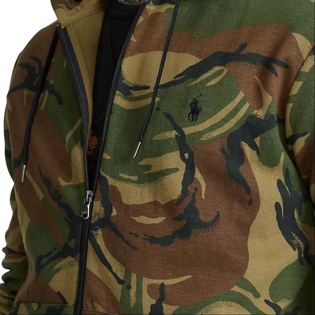 Polo Ralph Lauren Ss23 Maskáčová mikina s kapucí s dlouhým rukávem a výšivkou poníka Pánské mikiny Zelená MNPOKNI16821464-999