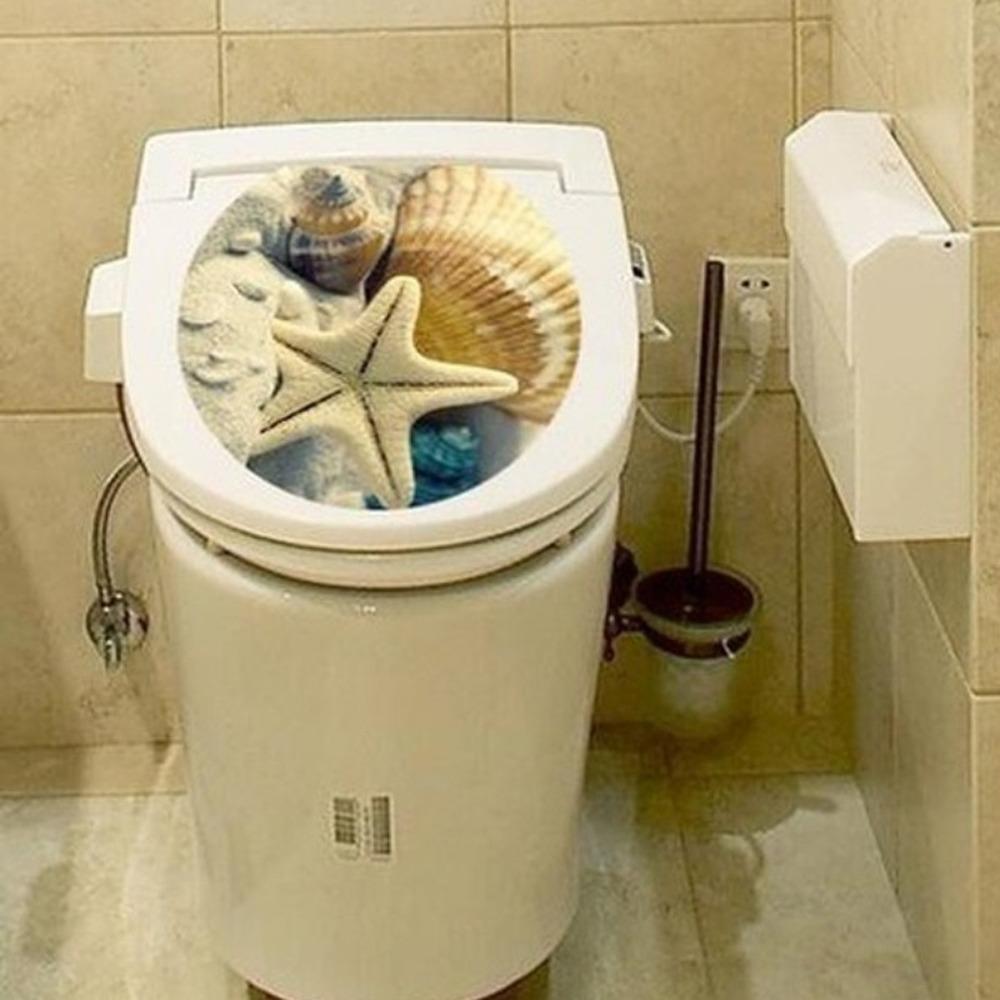 Autocollants de Toilette Imprimés en 3D Décalcomanie Décoration Murale Tabouret de Toilette Autocollant de Commode Décoration de Salle de Bain Pedestal WC Couvercle de Cuvette