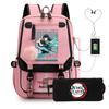 Two-dimensional Peripheral Day Man Ghost Extinguishing Backpack Pencil Bag Large Capacity Student Leisure Schoolbag with USB Port