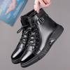 Fashion Wear-resistant Casual Ankle Boots Classic Leather Hiking Shoes Handmade Lace Up Walking Botas Street Style Male Motocross Boots