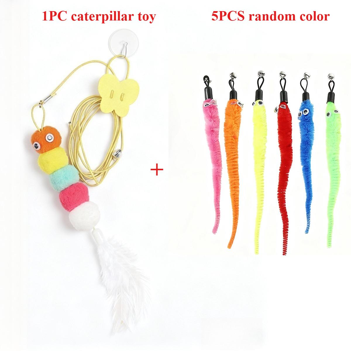 

Cat Teaser Stick with Plush Worms and Bells Interactive Kitten Toy for Play Exercise Pet Toys Pet Products Replacement Head