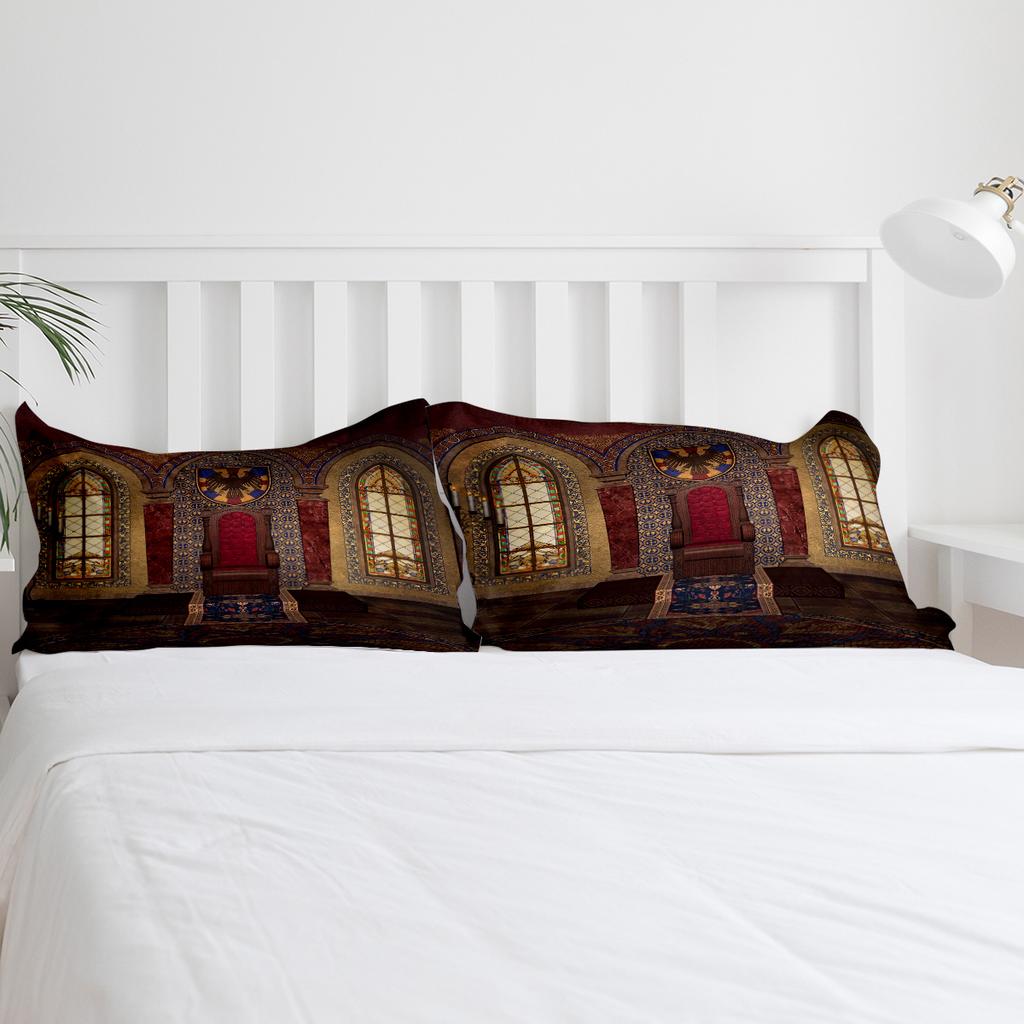 Medieval Castle Building Bedding Set 3pcs Boys Girls Duvet Cover Pillowcase Kids Adult Quilt Cover Double Bed Set Home Textile