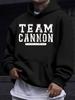American Western Style Unisex Autumn Winter Print Hoodie Long Sleeve Sweatshirt, TEAM CANNON Retro Letter Print Hooded Sweatshirt, American Street Fit