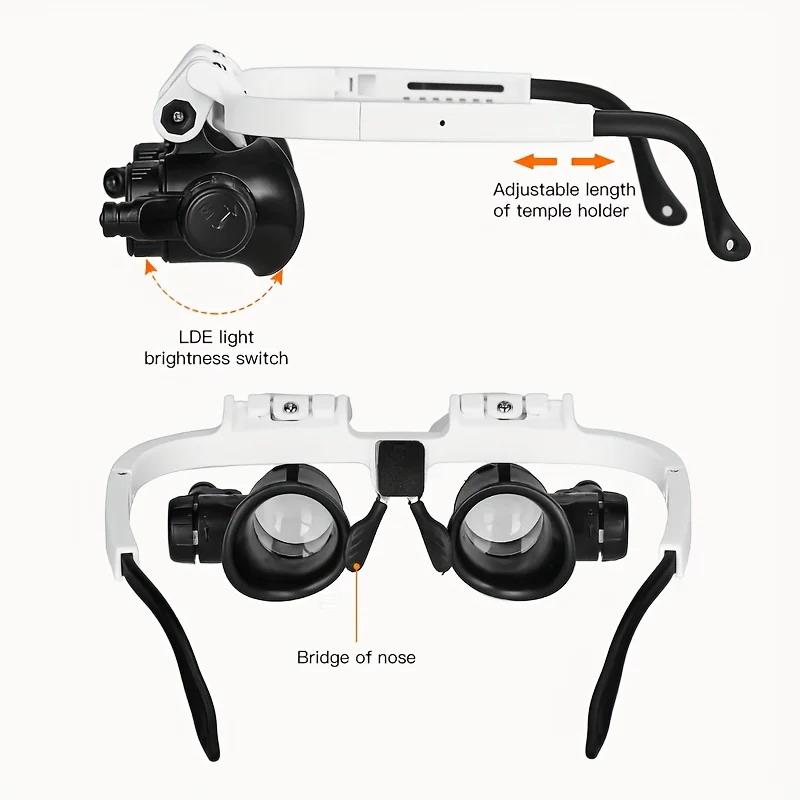 Lupe 8x/15x/23x Juwelier Uhrmacher Mit LED-Licht Teleskop-Kopfband-Lupe Lese-Lupe Brille