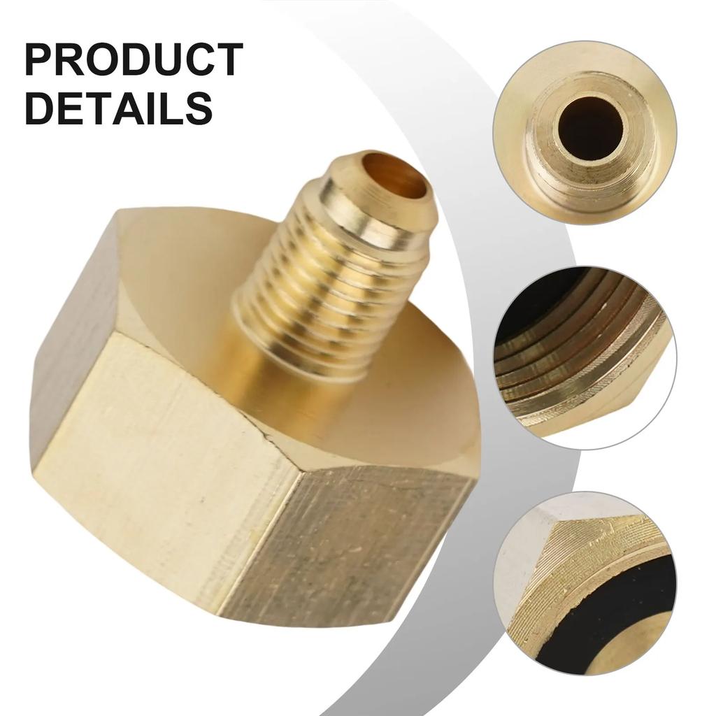 Part Bottle Adapter Accessories 1/4SAE G3/4 Brass Gold Car Conditioner Adapter For R134A Bottle Adapter Useful High Quality